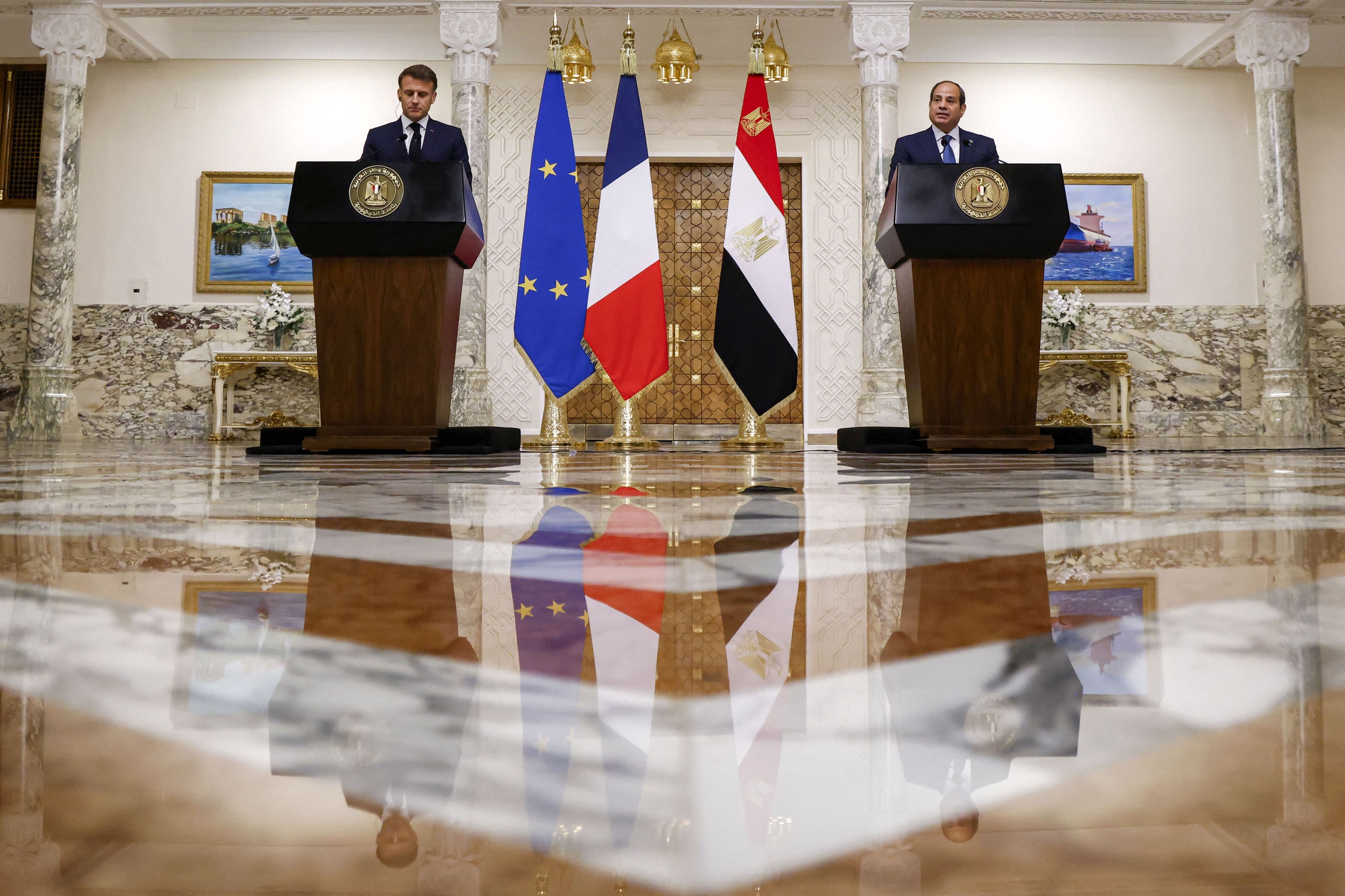 Egypt, France reject any calls for Palestinian displacement