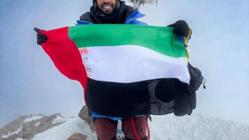 Photo: Rashid Al Shamsi raises UAE flag atop Europe's highest peak