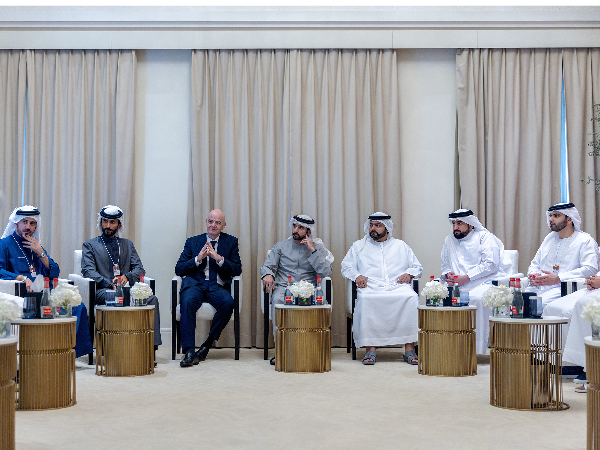 Hamdan bin Mohammed Meets with FIFA President on the Sidelines of the World Sports Summit in Dubai