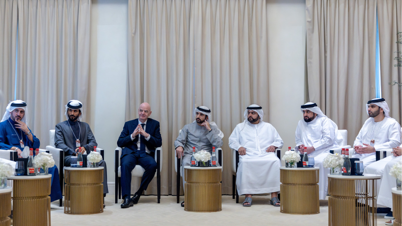 Photo: Hamdan bin Mohammed Meets with FIFA President on the Sidelines of the World Sports Summit in Dubai