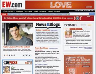 EW is one of the web's most comprehensive entertainment news sites. (SUPPLIED)
